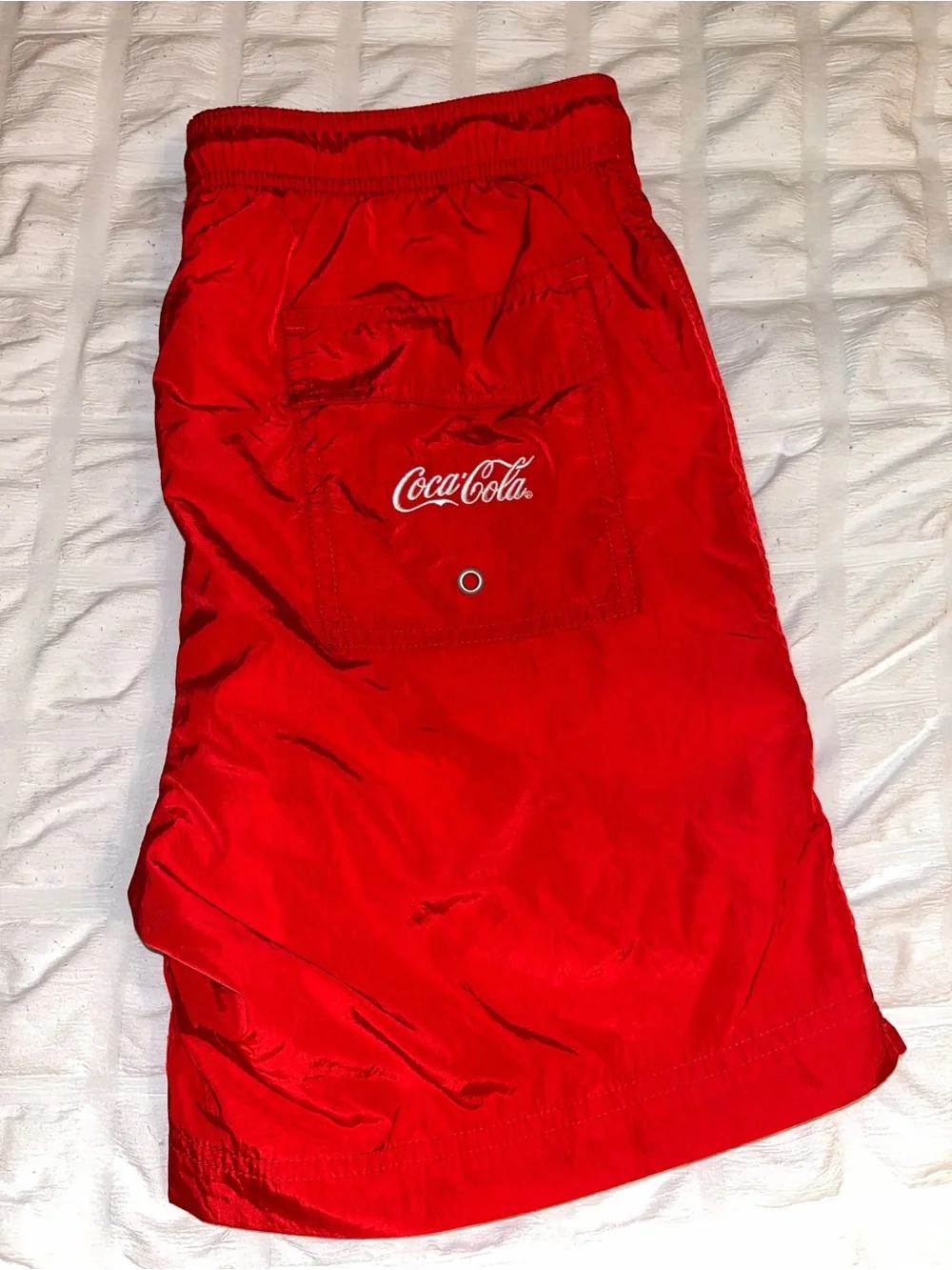 PacSun Red 'Coke' Logo Swim Trunks